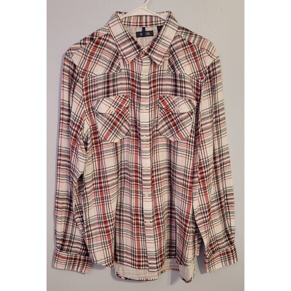 Kenneth Cole Reaction Men's Red Striped Long Sleeve‎ Button Down Shirt Size XL - Picture 6 of 16